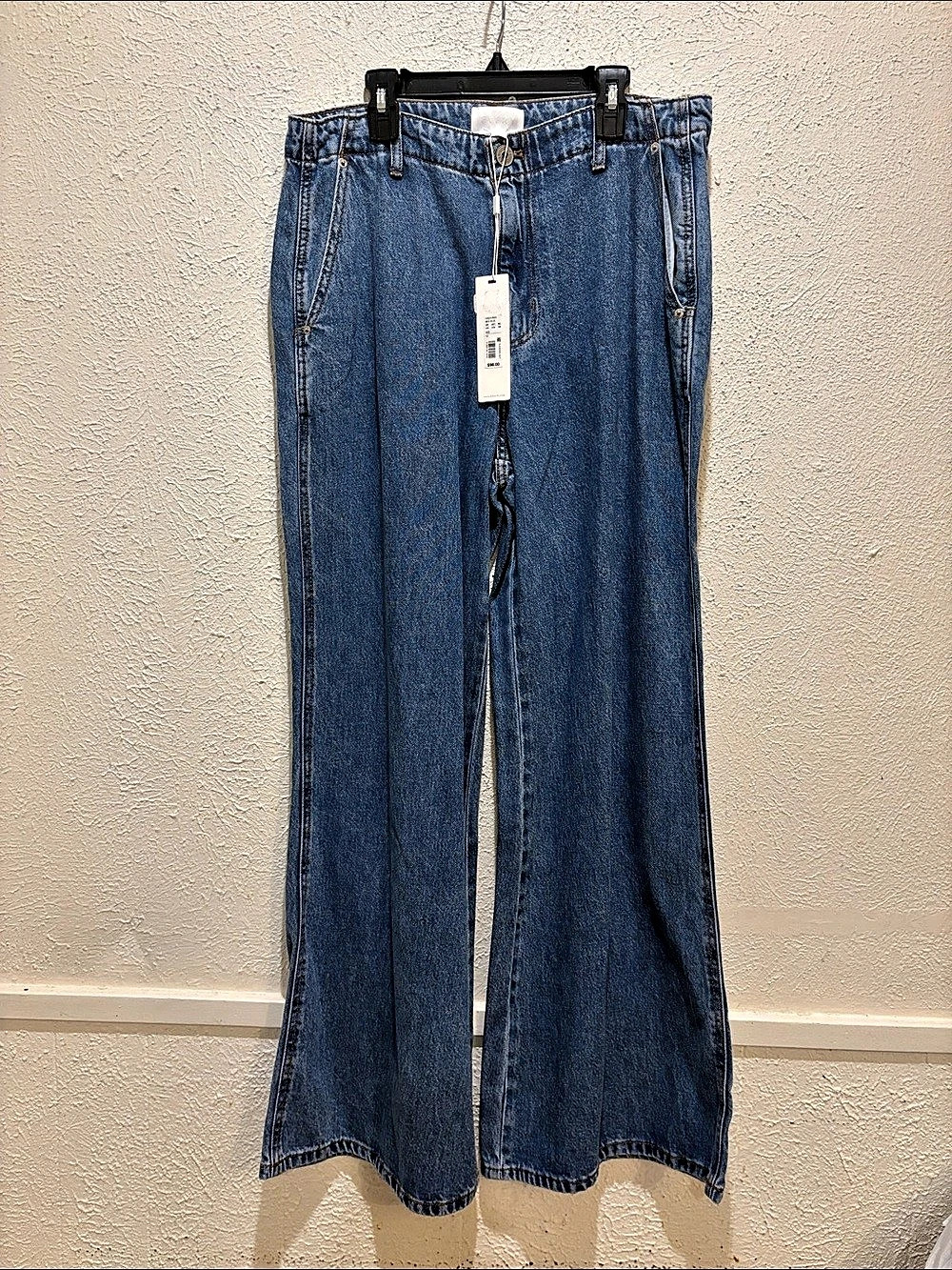 Every Denim High Rise Pleated Waist Jeans Wide Leg Jeans Blue 12